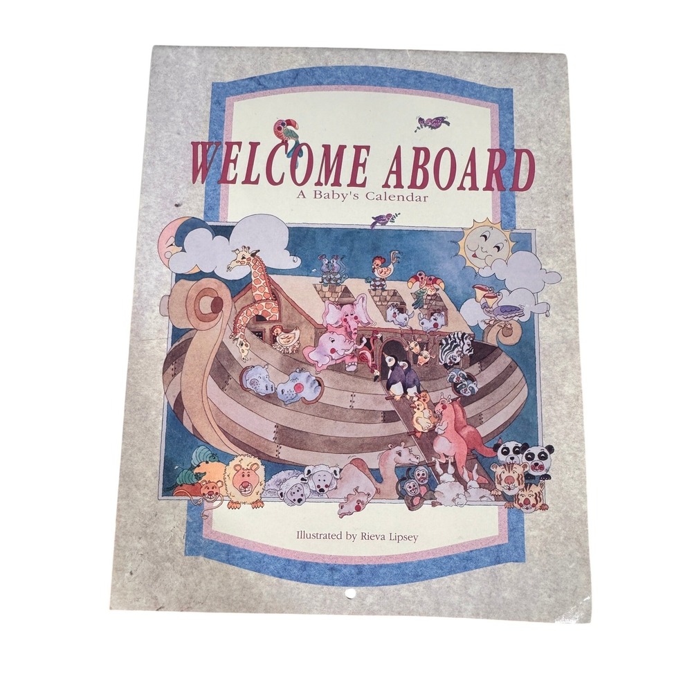 Vintage 1992 Markings Welcome Aboard Baby First Year Calendar Noahs Ark Stickers